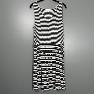 Kelly Renee Women's Black & White Striped Summer Dress - Size Large - Preppy